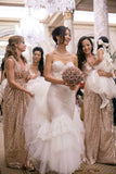 Popular Cheap V-Neck Sequin Long Bridesmaid Dresses