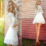 Popular Half Sleeve Lace See Through Cute Homecoming Short Cocktail Dress RJS86 Rjerdress