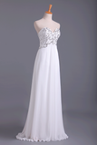 Popular Party Dresses Sweetheart Chiffon With Beading Floor Length White Rjerdress
