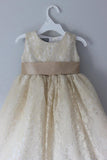 Princess A Line Lace Scoop with Bow Cheap Rustic Flower Girl Dresses Rjerdress