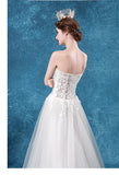 Princess A Line Sweetheart Tulle Lace Applique Wedding Dress Long Bride  Dresses Rjerdress
