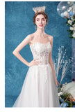 Princess A Line Sweetheart Tulle Lace Applique Wedding Dress Long Bride  Dresses Rjerdress