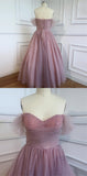 Princess Ball Gown Pink Tulle Off the Shoulder Lace up Homecoming Dresses with Bowknot H1228 Rjerdress