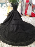 Princess Black Ball Gown Beaded Prom Dresses Tulle Long Quinceanera Dresses P1063 Rjerdress