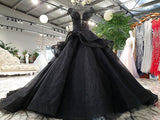 Princess Black Ball Gown Beaded Prom Dresses Tulle Long Quinceanera Dresses P1063 Rjerdress