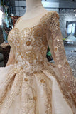 Princess Long Sleeve Ball Gown Scoop With Applique Beads Lace up Quinceanera Dresses RJS790 Rjerdress