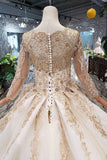Princess Long Sleeve Ball Gown Scoop With Applique Beads Lace up Quinceanera Dresses RJS790