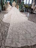 Princess Long Sleeve Beads Lace Appliques Ivory Quinceanera Dresses Rjerdress