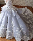 Princess Pretty Light Blue Ball Gown Long Backless Quinceanera Wedding Gowns Rjerdress