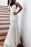 Princess Spaghetti Straps Backless V Neck Mermaid Wedding Dresses Bride Dresses RJS15306 Rjerdress