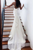 Princess Spaghetti Straps Backless V Neck Mermaid Wedding Dresses Bride Dresses RJS15306