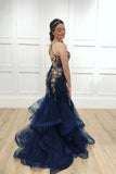 Prom Dress Spaghetti Straps Mermaid With Beaded Crystal Tulle Plus Size Evening Dresses RJS151 Rjerdress