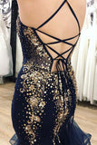 Prom Dress Spaghetti Straps Mermaid With Beaded Crystal Tulle Plus Size Evening Dresses RJS151 Rjerdress