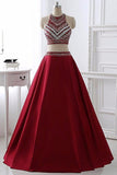 Prom Dresses A-Line Scoop Floor-Length Satin Beads&Sequins Rjerdress