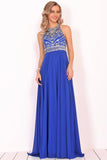 Prom  Dresses A Line Scoop Open Back Chiffon With Beading
