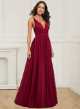 Prom Dresses A Line V Neck Chiffon With Ruffles And Slit Sweep Train Rjerdress