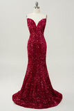 Prom Dresses Mermaid Sequins Strapless Sweep Train Rjerdress