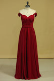 Prom Dresses Off The Shoulder A Line Chiffon Floor Length With Ruffles Rjerdress