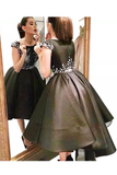 Prom Dresses Scoop Beaded Bodice Satin Asymmetrical A Line Rjerdress