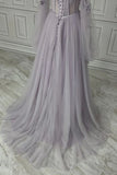 Prom Dresses Sweetheart A Line Tulle With Handmade Flowers Lace Up Rjerdress