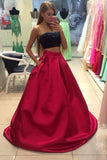 Prom Dresses Sweetheart Satin With Beading Bicolor Two Pieces Rjerdress