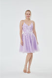 Prom/Homecoming Dress Spaghetti Straps Tulle A Line With Applique