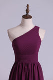 Purple Bridesmaid Dresses A Line One Shoulder Floor Length With Ruffle Rjerdress