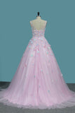 Quinceanera Dresses A-Line Tulle With Applique Sweep Train Zipper Back Rjerdress