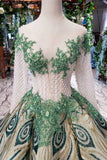 Quinceanera Dresses Scoop Long Sleeves Lace Up Back Sequins Sweep Train Rjerdress