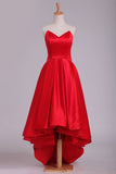 Red Asymmetrical Party Dresses V Neck Satin Red Rjerdress