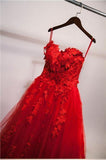 Red Ball Gown Tulle Strapless Generous Floral Fashion Quinceanera Prom Dresses RJS548