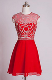 Red Short Party Dresses Cocktail Gown Party Dress Sparkle Prom Gown RJS916
