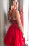 Red Tulle Cute Fashion Scoop A-Line Sleeveless Homecoming Dress Short Cocktail Dress RRJS879 Rjerdress
