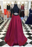 Red chiffon A-line long evening dresses simple formal dress for graduation Rjerdress