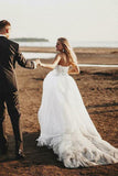 Romantic A Line Sweetheart Strapless Tulle Wedding Dresses With Appliques Rjerdress