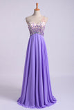 Romantic Party Dresses A Line One Shoulder With Beadings Tulle And Chiffon Sweep Train Rjerdress