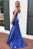 Royal Blue Sexy Mermaid Satin Long Evening Dresses Backless Prom Dresses On Sale T97 Rjerdress