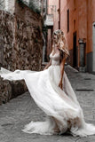 Rustic A Line Tulle Sweetheart Strapless Wedding Dresses, Sleeveless Beach Bride Dresses RJS15526