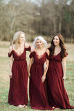 Rustic Red Off The Shoulder Bridesmaid Dresses Fashion Rjerdress