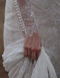 Rustic Sheath Long Sleeves Wedding Dress With Lace Beading Vintage Beach Bride Dress W1003 Rjerdress