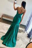 Prom Dresses Mermaid Spaghetti Straps Elastic Satin With Slit Open Back