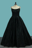 Satin A Line Spaghetti Straps With Applique Floor Length Party Dresses Rjerdress