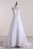Scoop A Line Bridal Dresses Tulle With Applique And Sash Rjerdress