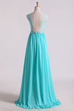 Scoop A Line Exquisite Chiffon Beading Party Dresses With Applique Rjerdress