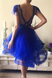 Scoop A Line Open Back Homecoming Dresses With Applique Tulle Rjerdress