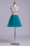 Scoop A Line Tulle Short/Mini Hoco Dresses Fashion&Cute Rjerdress