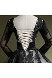 Scoop Ball Gown Half Sleeve Tea Length Formal Dresses With Applique And Ribbon Rjerdress