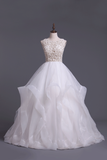 Scoop Ball Gown Tulle With Beading Floor Length Rjerdress