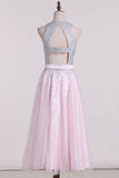 Scoop Beaded Bodice A Line Tulle Tea Length Party Dresses Rjerdress
