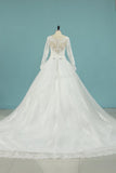 Scoop Bridal Dresses A Line Long Sleeves Tulle Court Train Rjerdress